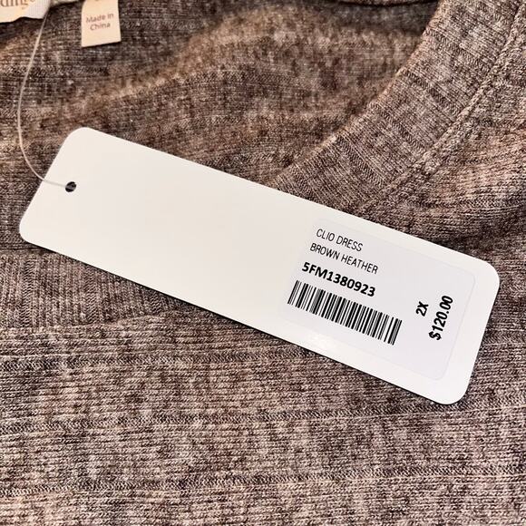 Soft Surroundings Clio Dress 2X Brown Heather Ribbed Knit Long Sleeve Maxi NWT - Picture 6 of 8